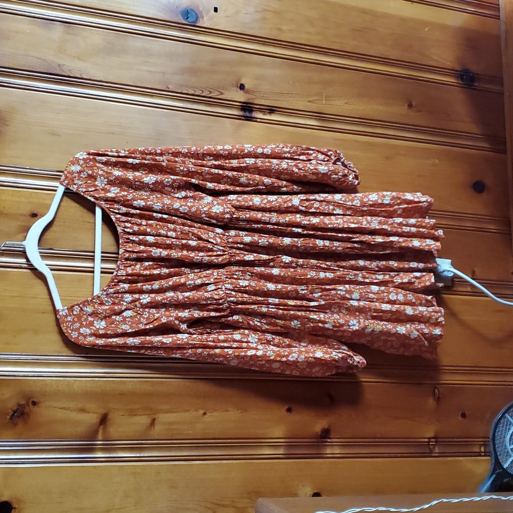 Orange Floral Dress - Picture 2 of 9